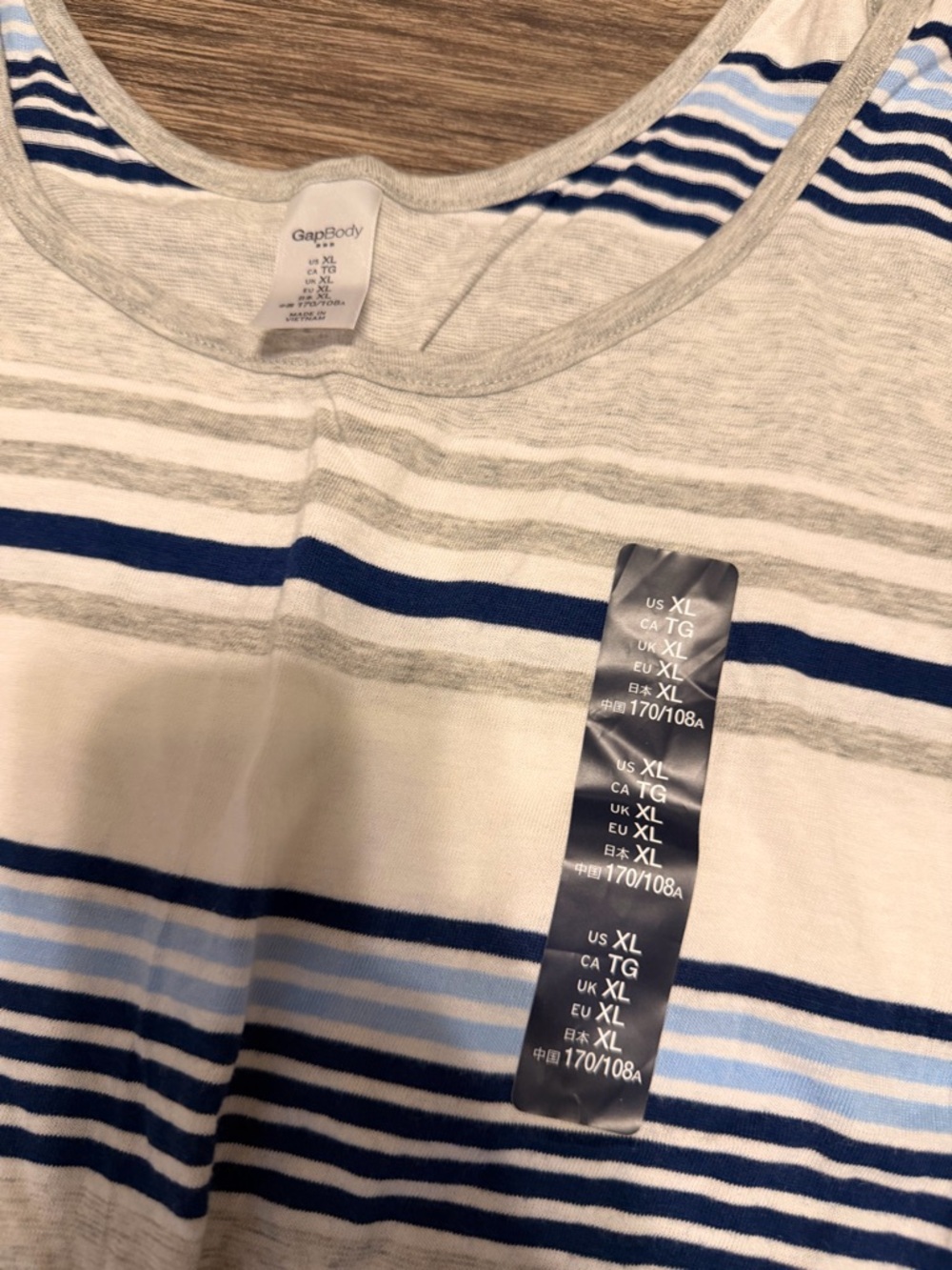 NWT Gap Body Cool Striped Sleeveless Romper Gray Blue Scoop Neck Casual Size XL - Picture 5 of 12